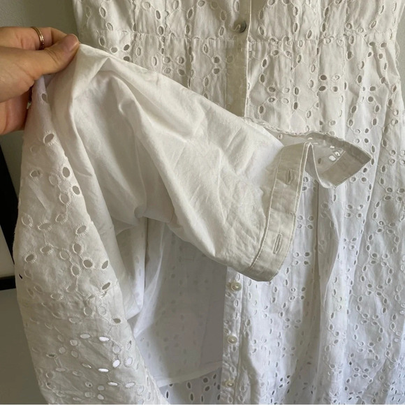 BROOKS Brothers 100% Cotton Eyelet Short Sleeve Midi Dress Size 6 (no belt) - Picture 9 of 16